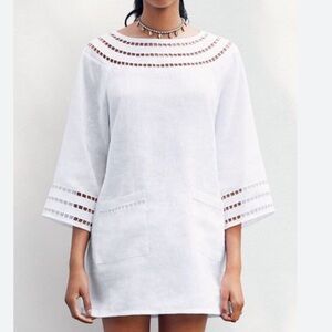 Tory Burch Solamir Cutout Trim Linen Dress.        L